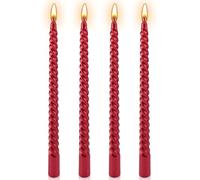 Red Candles, 10'' Red Taper Candles, Set of 4 Spiral Twisted Dinner Candles, Non-Drip 7 Hour Burn Time Unscented Decorative Candle Sticks for Valentine's Day Christmas Birthday Party Home Decor
