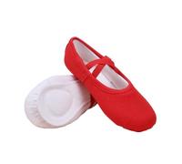 Red Canvas Girls Ballet Shoes Soft Practice Dance Shoes Elastic Strap Shaped Kid Ballet Slippers Lightweight Split Soles Kids Shoes Slip-On Exercise Footwear UK Size 1