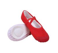 Red Canvas Girls Ballet Shoes Soft Practice Dance Shoes Elastic Strap Shaped Kid Ballet Slippers Lightweight Split Soles Kids Shoes Slip-On Exercise Footwear UK Size 1