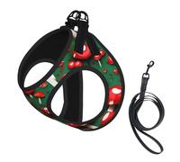 Red Cap Mushrooms Print Reflective No Choke Pet Vest Harness,Adjustable Soft Padded Dog Harness With Easy Control Handle