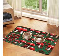 Red Cap Mushroomsprint Pet Absorbent Leather Tablecloth,Wipe Clean Quick Dry,Food Mat For Small Animals