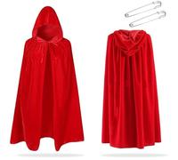 Red Cape, Cape, Cosplay Accessories Kids Fancy Dress Costume Witch Velvet Vampire Cape Hooded 90cm Cape Costumes Christmas
