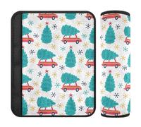 Red Car and Christmas Tree on The Roof Seatbelt Cushion Covers for Boys Girls Car Seat Belt Covers for Adults 2 Pieces 10 * 7.7in