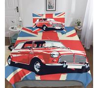 Red Car Bedding Quilt Cover Set 3D Cartoon Patterns Duvet Cover for Kids Boys Girls Comforter Cover Soft Bedspread 3 Piece Set with Zipper Closure Soft Microfiber Single(135x200cm)