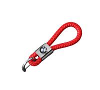 (Red) Car Leather Woven Keychain Bmw Logo Metal Key Chain Holder Bag Accessories Decor