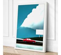 Red Car Under Storm Canvas Wall Art Print 30x20 Inch