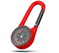 Red Carabiner Compass Keychain: Mini, for hiking, camping, fit kids & adults.