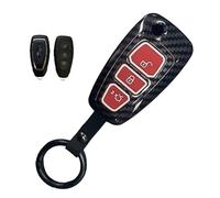 RED CARBON FIBRE HARD CASE KEY SHELL COVER FOR FORD FIESTA FOCUS MONDEO B-MAX UK (RED)