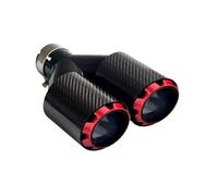 Red Carbon Straight Car Muffler Tip Double Exit Universal Exhaust Pipe Ends Replacement Stainless Exhaust Pipe Mufflers HUQMDIE(In 60mm Out 89mm)