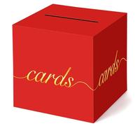 Red Card Box Gold Foil Wedding Favors Post Cardboard Receiving Money Box Holder for Wedding Reception, Anniversary, Birthday Party, Baby Showers, Graduation Table Centerpiece Decorations