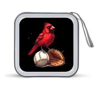 Red Cardinal Baseball CD Case Holder Portable 40 Capacity DVD Wallet Storage Organizer for Car Travel