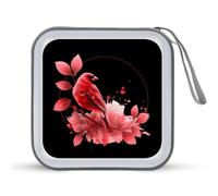 Red Cardinal Bird CD Case Holder Portable 40 Capacity DVD Wallet Storage Organizer for Car Travel