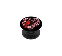 Red Cardinal Bird Cherry Blossom Heart Cute Spring Nature PopSockets Adhesive PopGrip