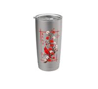 Red Cardinal Bird Cherry Blossom Tree Japanese Luck Stainless Steel Insulated Tumbler
