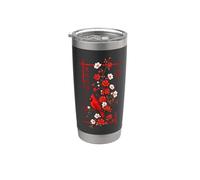 Red Cardinal Bird Cherry Blossom Tree Japanese Luck Stainless Steel Insulated Tumbler
