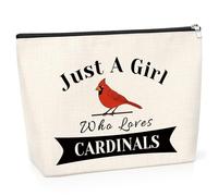 Red Cardinal Bird Gifts for Women Makeup Bag Animal Lover Gift for Girl Her Sister Zipper Pouch Christmas Birthday Gifts for Friends Colleague Daughter Bird Birding Travel Cosmetic Bag