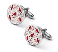 Red Cardinal Bird Pattern Men's Cufflinks Alloy Cuff Link Classic Shirt Accessories for Party Business Wedding