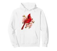 Red Cardinal Bird Pink Blossom Nature Design Pullover Hoodie