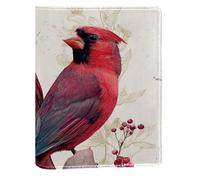 Red Cardinal Bird Replaceable Book Cover, Reusable PU Leather Book Protector, Suitable for 148x210 mm Notebooks