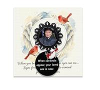 Red Cardinal Gifts for Women Cardinal Memorial Gift In Memory of Loved One When Red Bird Appear Angels are Near DIY Photo Frame Brooch in Memory of Loved One Gifts for Funeral,Christmas Memorial, M