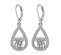 Red Cardinal Highland Cow Flamingo Dolphin Strawberry Shamrock Hummingbird Horse Black Cat Snowman Snowflake Dragonfly Earrings for Women Sterling Silver Christmas Lover Holiday Gifts