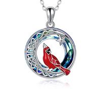 Red Cardinal Necklace Sterling Silver Celtic Knot Crescent Moon Star Pendant Necklace Sympathy Jewellery Gift For Women