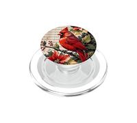 Red Cardinal Poinsettia Sheet Music Floral Vintage Botanical PopSockets PopGrip for MagSafe