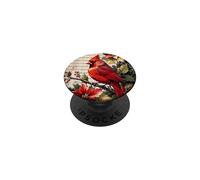 Red Cardinal Poinsettia Sheet Music Holly Berry Christmas PopSockets Adhesive PopGrip