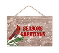 Red Cardinal Seasons Greeting Wood Pallet Wall Plaque Sign Christmas in Heaven Memorial Wood Plank Hanging Sign 12x8in Loss Of Loved One Memorial Home Décor Rustic Wood Wall Sign for Home Front Porch