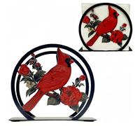 Red Cardinale Napkin Holder for Table - Freestanding Paper Napkin Dispenser for Cafe, Bar, Restaurant Table Decor|Red Bird Metal Napkin Stand|Rustic Home Decor Presents|Kitchen and Dining Accessory