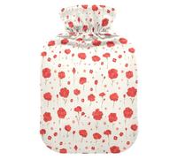 Red Carnation Flowers Hot-Water Bottle with Soft Cover, 1L Hot Compresses for The Body for Neck and Shoulder Pain Relief
