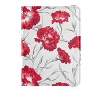 Red Carnation Passport and Vaccine Card Holder Combo Travel Documents Organizer Protector Passport Cover with RFID Blocking for Men and Women Waterproof