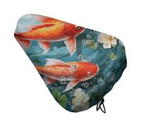 Red Carp Fish Waterproof Bike Seat Cushion with Drawstring for Women Men Soft Padded Bicycle Seat Cover for Comfort Wide Road Bike Saddles Universal Fit for Mountain Exercise