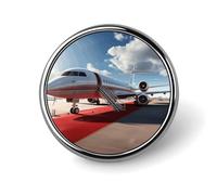 Red Carpet Airplane Badges Circle with Button Design, Personalized Picture Pin Brooches, Round Badge Holders for Decorate Hat Shirt Clothing Bag Accessories