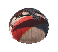 Red Carpet Airplane Shower Cap for Women Double Layers Thick Hair Caps Reusable Waterproof Bath Caps with Elastic Band Hair Hat Washable Shower Hat for Men Women Spa Salon
