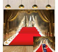 Red Carpet Curtain Backdrop VIP Carpet Movie Party Background for Photography Red Gold Stage Backdrop Graduation Prom Party Supplies Photo Booth Studio Prop (8x6FT)