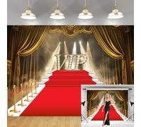Red Carpet Curtain Backdrop VIP Carpet Movie Party Background for Photography Red Gold Stage Backdrop Graduation Prom Party Supplies Photo Booth Studio Prop (7X5FT)