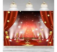 Red Carpet Curtain Golden Stars Hollywood Backdrop Photography Spotlights Show Background Family Birthday Wedding Banner 350x230cm