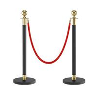Red Carpet Ropes and Poles, Stanchions with 5-foot Flannel Red Rope for Museums, Exhibitions, Banquets