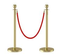 Red Carpet Ropes and Poles, Stanchions with 5-foot Flannel Red Rope for Museums, Exhibitions, Banquets