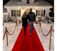 Red Carpet Runner for Party 140GSM Polyester Fabric Carpet Runner Decorations for Hollywood Theme Party, Runway Rug Prom Aisle Rug (Red, 3 X 30 FT)