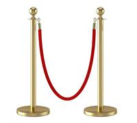 Red Carpet Stanchs Set with Ropes - 38" d Posts and Hollow Base Crowd Control System for Events, Parties, Hotels, Airports - Ele Queue ment Solut