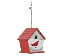 Red Carpet Studios Charley Harper Mid-Century Style Birdhouse for Chickadees, Nuthatches, Titmice, & Warblers Bird House, 16.75" Long, Cardinal