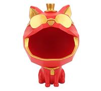 Red Cartoon Dog Key Bowl, Decorative Resin Bowl for Keys and Snacks, Hand Painted Large Capacity Candy Dish with Bright Colors and Clear Lines for Home Office Bedroom