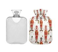Red Cartoon Nutcracker Soldiers hot Waterbottle with Soft Cover 2L Water Bottle Bag for Hot and Cold Therapies Menstrual Cramps bolsas para agua Caliente