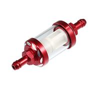 Red Carving Design Metal Glass Inline Gas Oil Fuel Filter for Motorcycle
