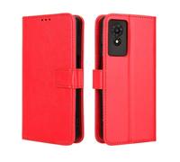 (Red) Case for Tcl 501 4g Flip Cover Magnetic Wallet Card Holder