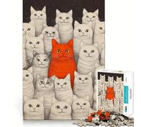 Red Cat Among White Cats 1000 Pieces Jigsaw Puzzles for Adults Mental Logic Toy Serene Time Firm Cut (38x52cm)