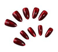 Red Cat Press on Nails,Cat Eye False Nails Almond Shape,Cat Eye Gel Nail Polish Glitter Fake Nails,Stick on Na/ils for Women,Full Cover Fake Nails,Re/d Na/ils Press On,Women Gifts,(Red)