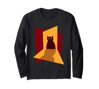 Red Cat Silhouette Standing in Yellow Doorway Light Long Sleeve T-Shirt